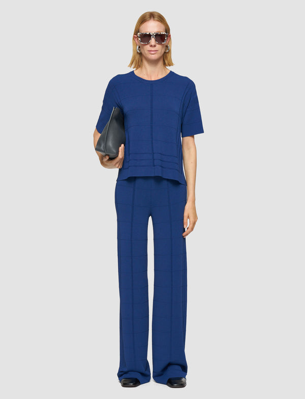 Joseph Viscose Grid Knit T-Shirt Cobalt