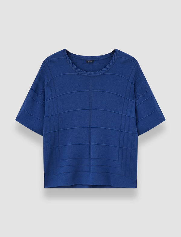 joseph Viscose Grid Knit T-Shirt Cobalt
