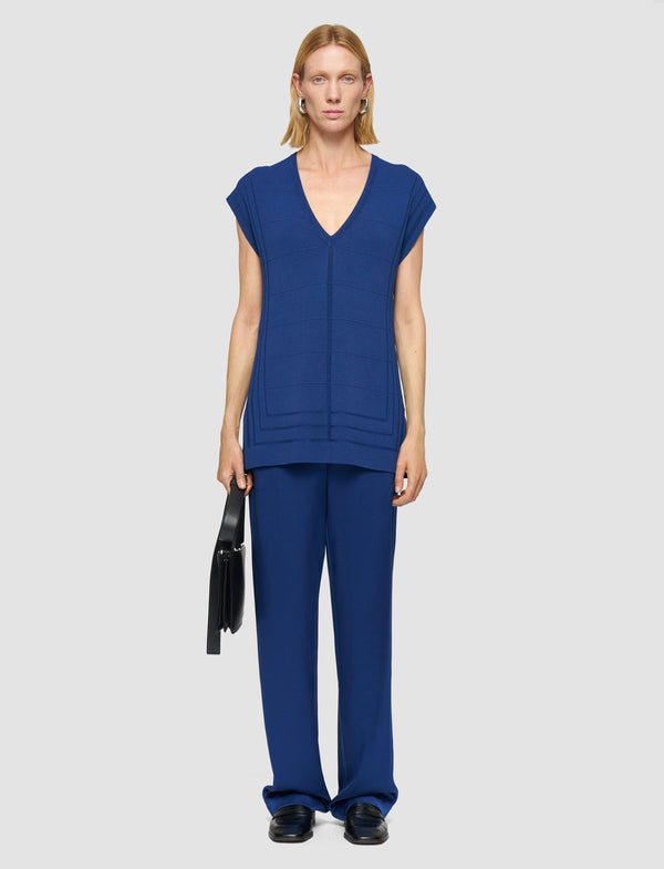 Joseph Viscose Grid Knit Top Cobalt