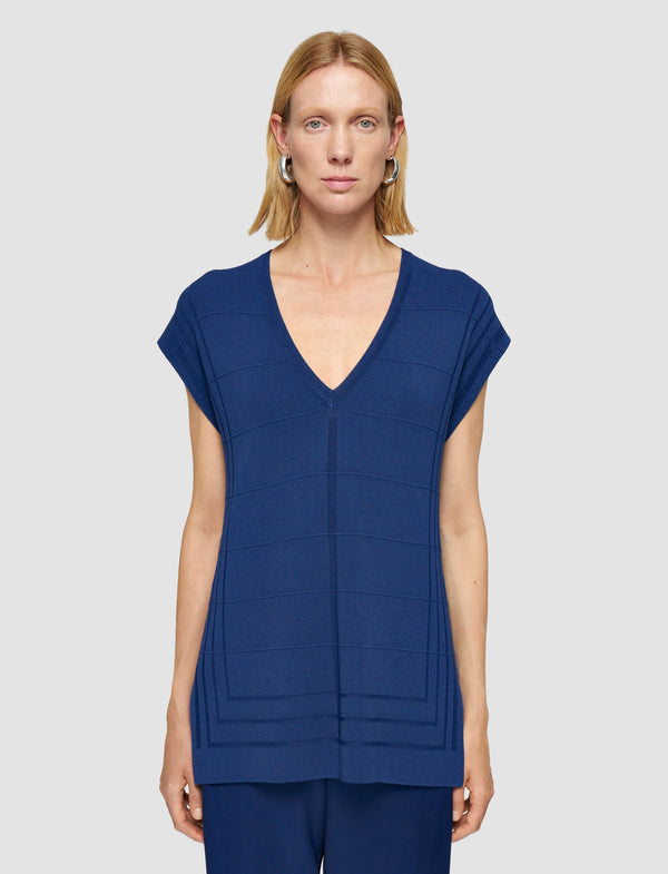 Joseph Viscose Grid Knit Top Cobalt