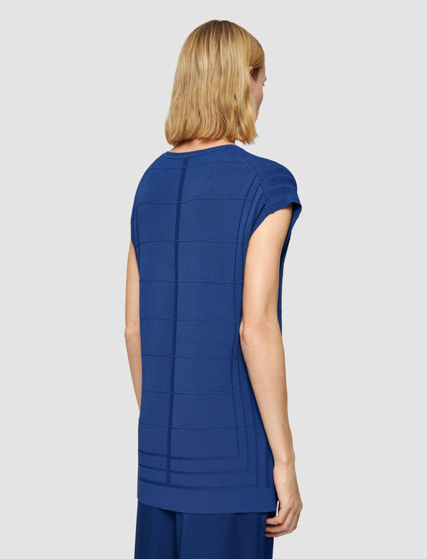 Joseph Viscose Grid Knit Top Cobalt