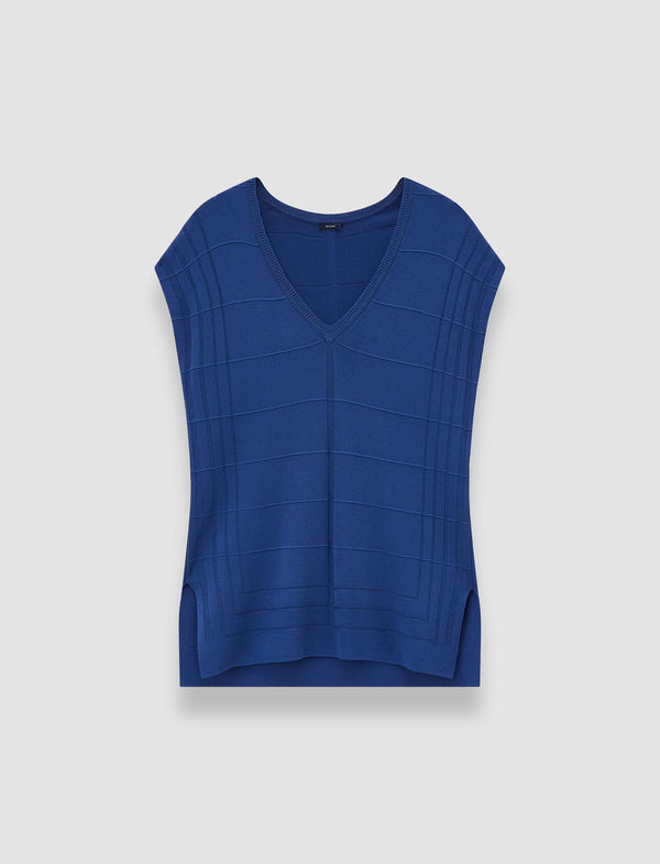 joseph Viscose Grid Knit Top Cobalt