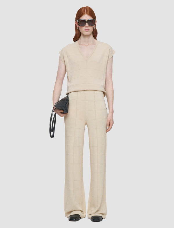 Joseph Viscose Grid Knit Trousers Affogato