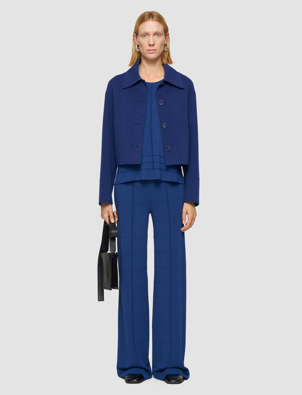 Joseph Viscose Grid Knit Trousers Cobalt