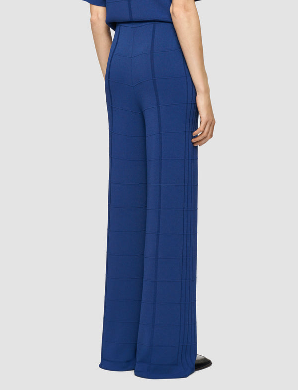 Joseph Viscose Grid Knit Trousers Cobalt