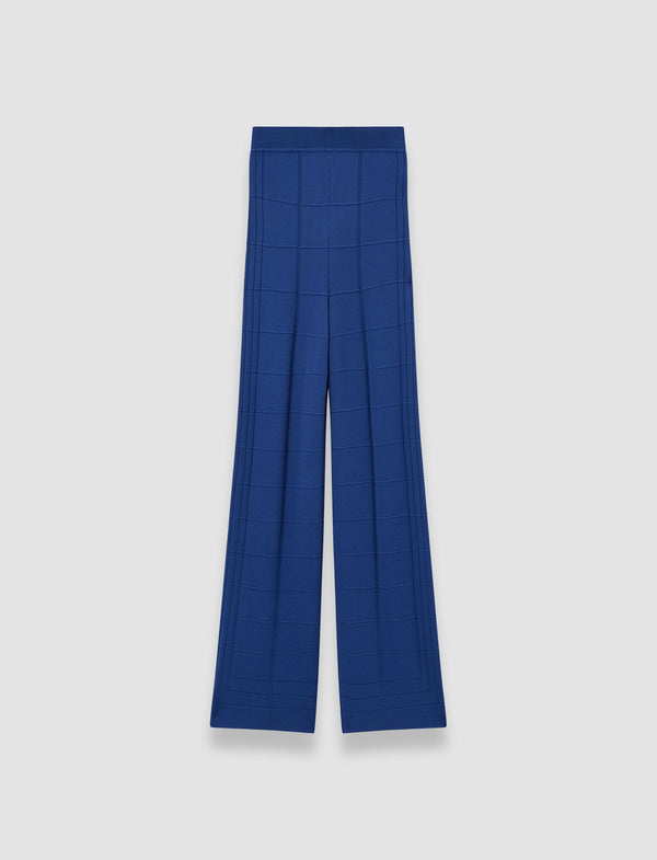 joseph Viscose Grid Knit Trousers Cobalt