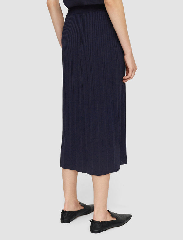 Joseph Viscose Rib Knit Skirt Navy
