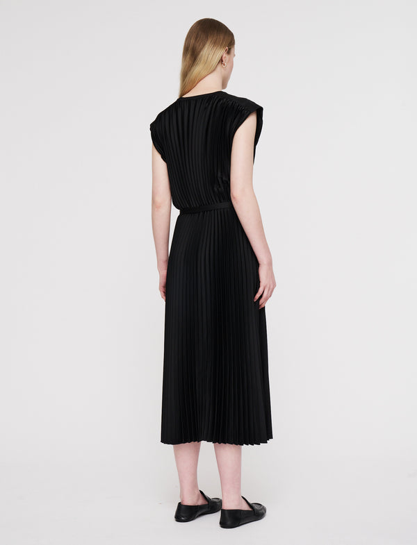 Joseph Volta Knit Weave Plissé Dress Black