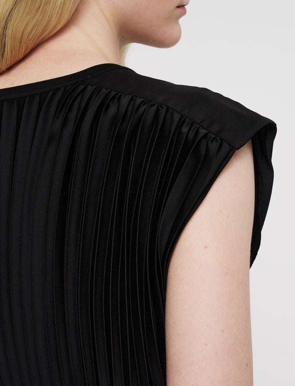 Joseph Volta Knit Weave Plissé Dress Black