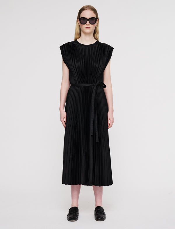 joseph Volta Knit Weave Plissé Dress Black
