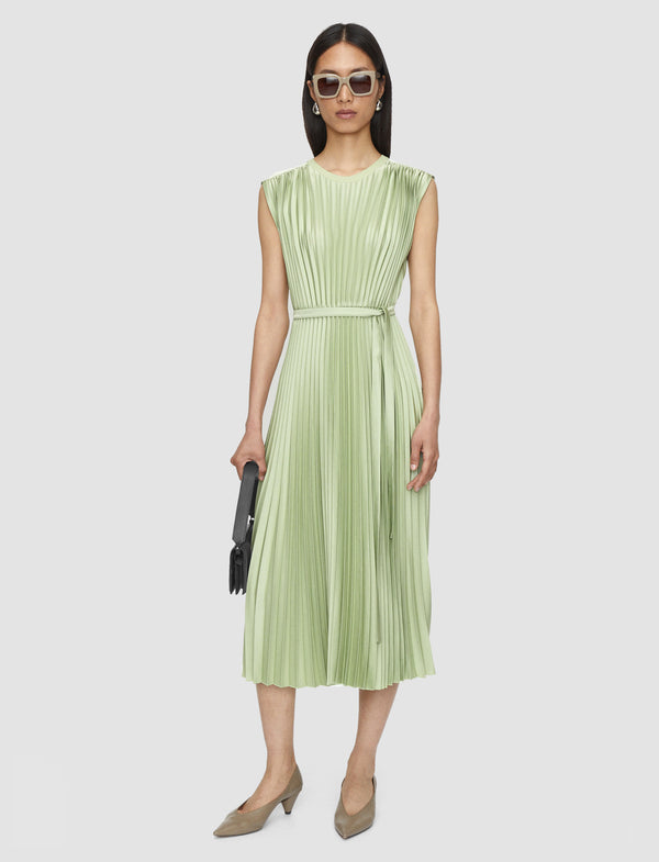 Joseph Volta Knit Weave Plissé Dress Matcha