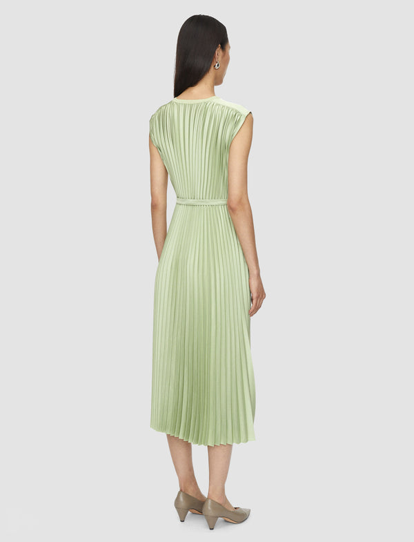Joseph Volta Knit Weave Plissé Dress Matcha