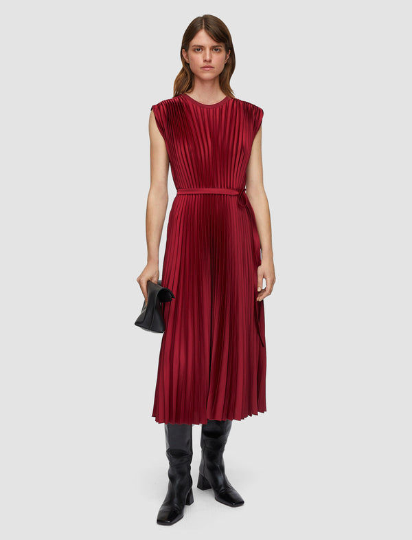 Joseph Volta Knit Weave Plissé Dress Ruby