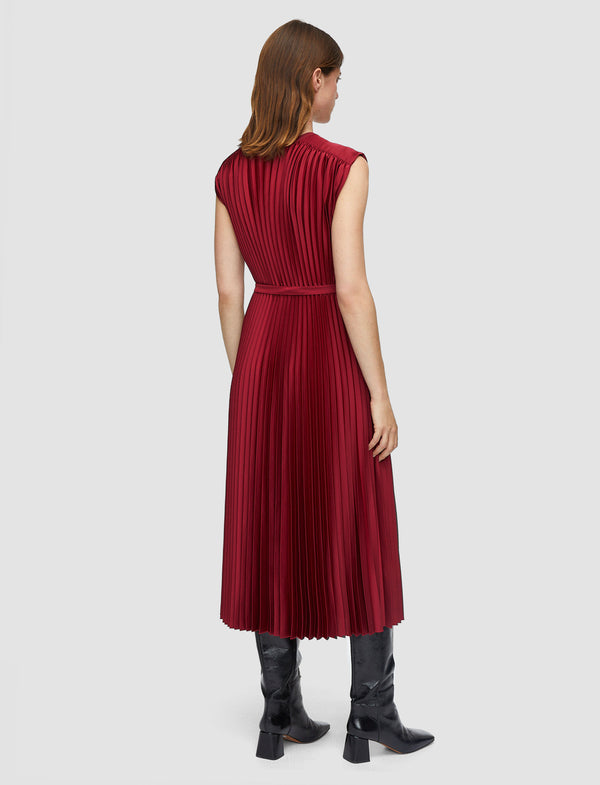 Joseph Volta Knit Weave Plissé Dress Ruby
