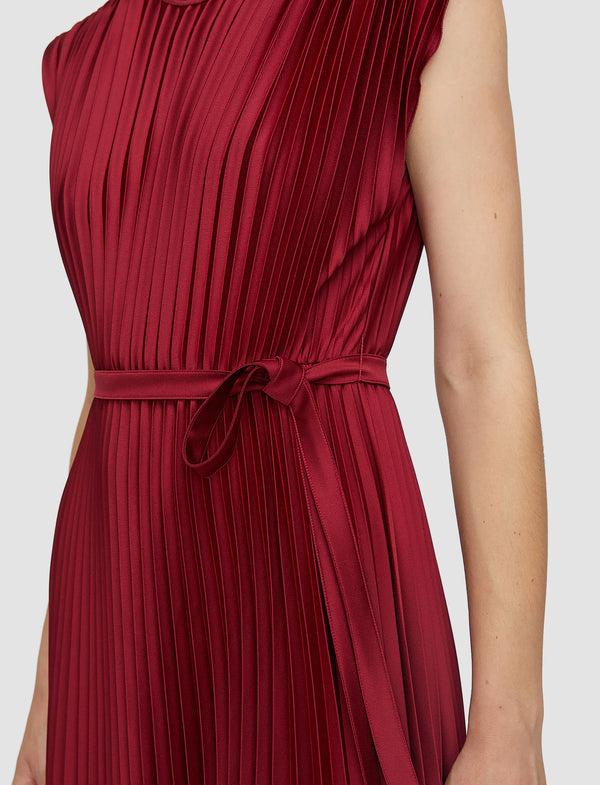 Joseph Volta Knit Weave Plissé Dress Ruby