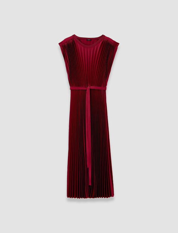 joseph Volta Knit Weave Plissé Dress Ruby