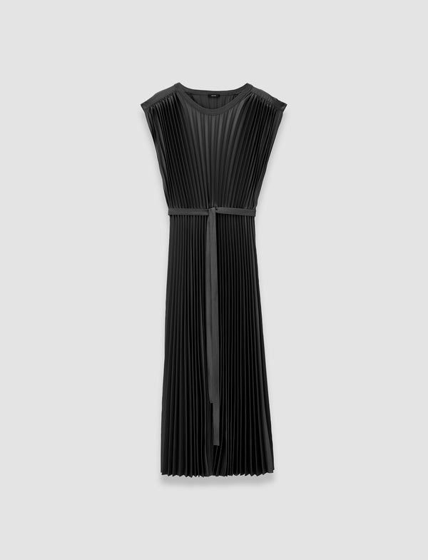 joseph Volta Knit Weave Plissé Dress Smoke