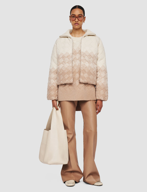 Joseph Weave Knit Puffer Jacket Ivory/Blusher