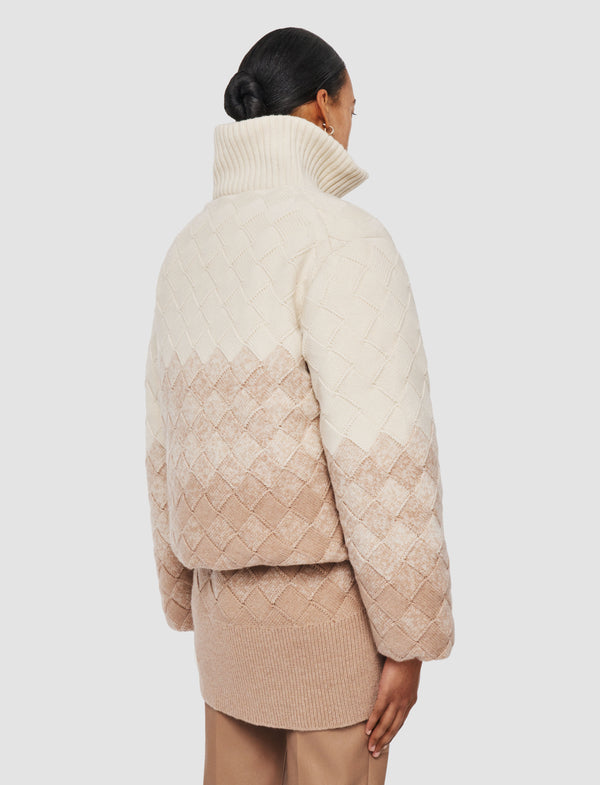 Joseph Weave Knit Puffer Jacket Ivory/Blusher