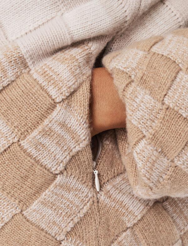 Joseph Weave Knit Puffer Jacket Ivory/Blusher