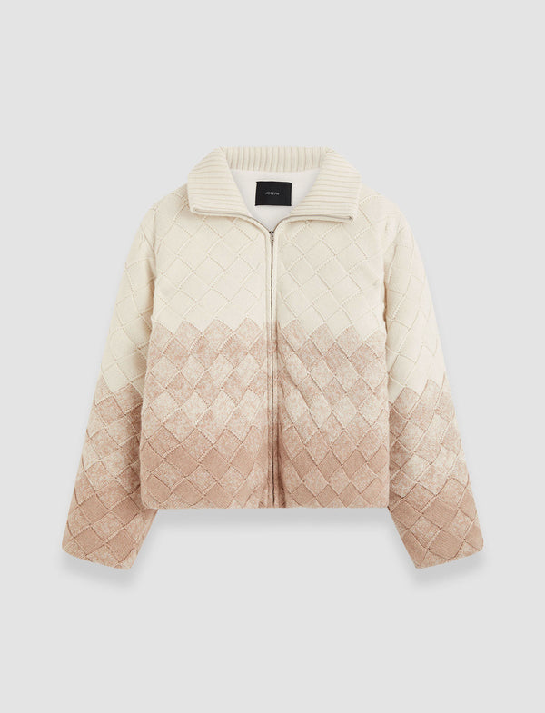 joseph Weave Knit Puffer Jacket Ivory/Blusher