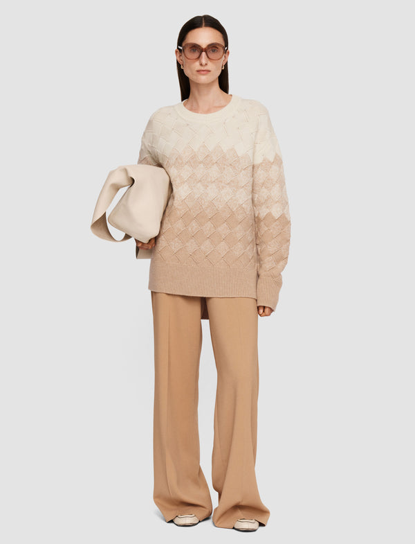 Joseph Weave Knit Round Neck Jumper Ivory/Blusher
