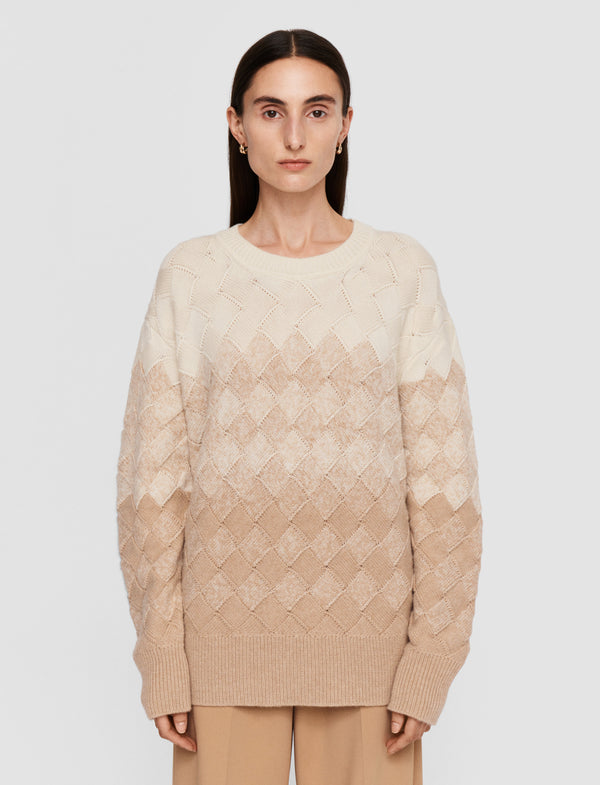 Joseph Weave Knit Round Neck Jumper Ivory/Blusher