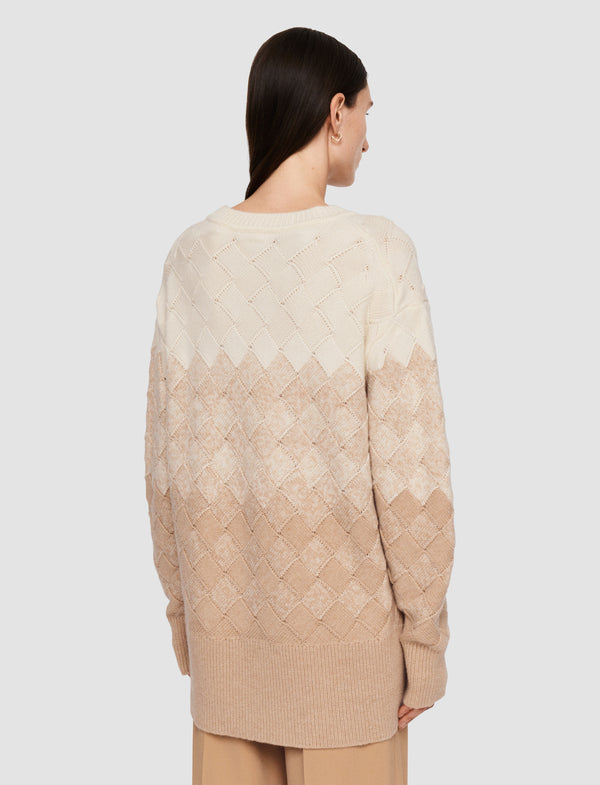 Joseph Weave Knit Round Neck Jumper Ivory/Blusher