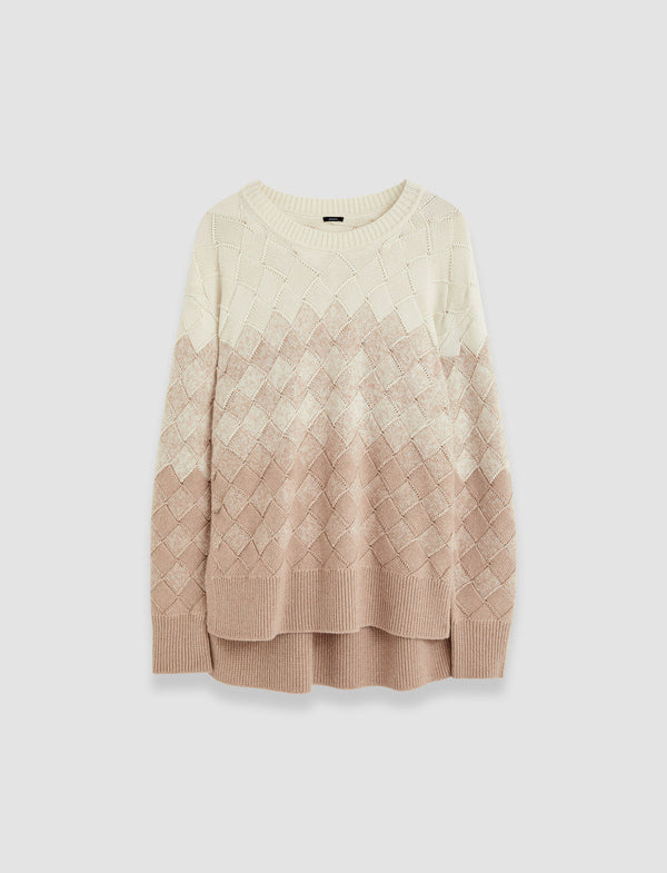 joseph Weave Knit Round Neck Jumper Ivory/Blusher