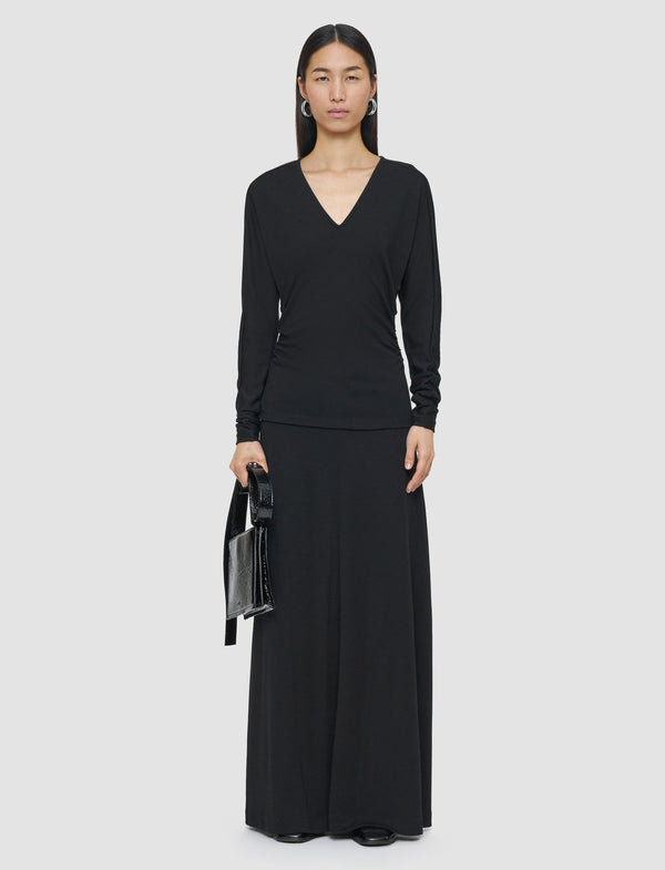 Joseph Wool Jersey V Neck Top Black