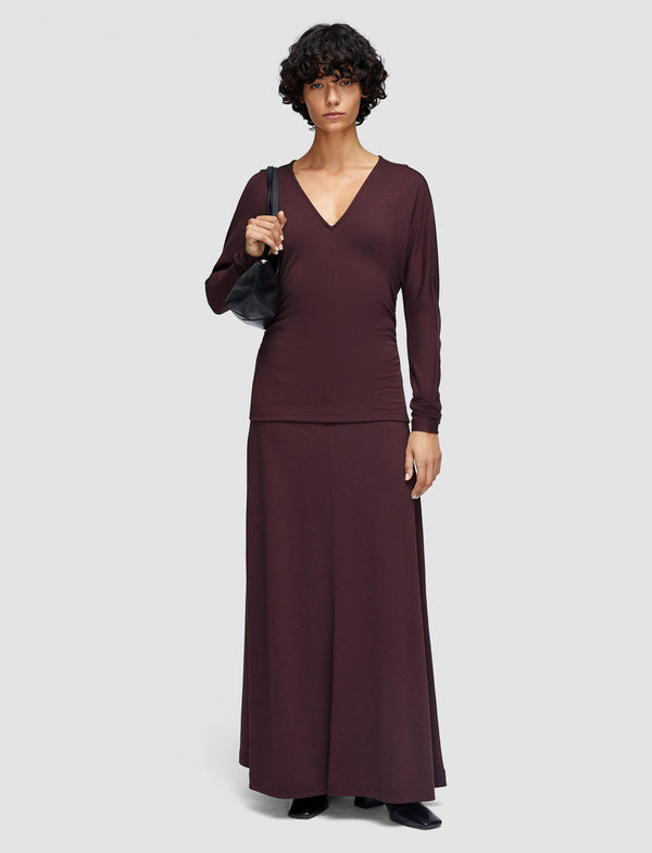 Joseph Wool Jersey V Neck Top Maraschino