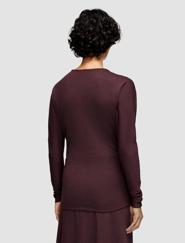 Joseph Wool Jersey V Neck Top Maraschino