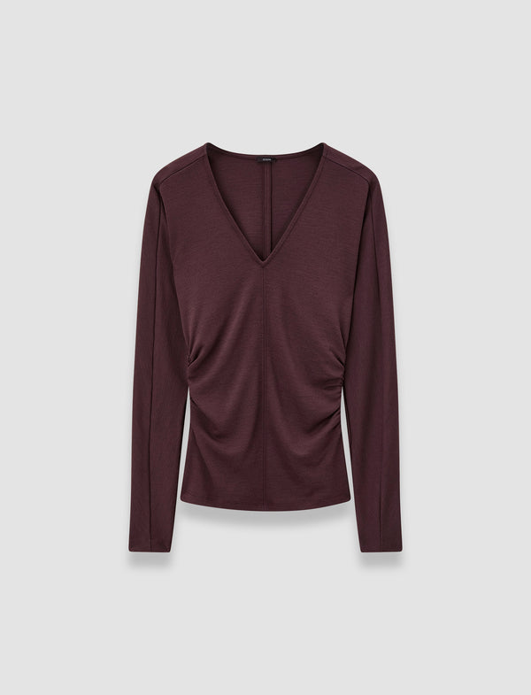 joseph Wool Jersey V Neck Top Maraschino