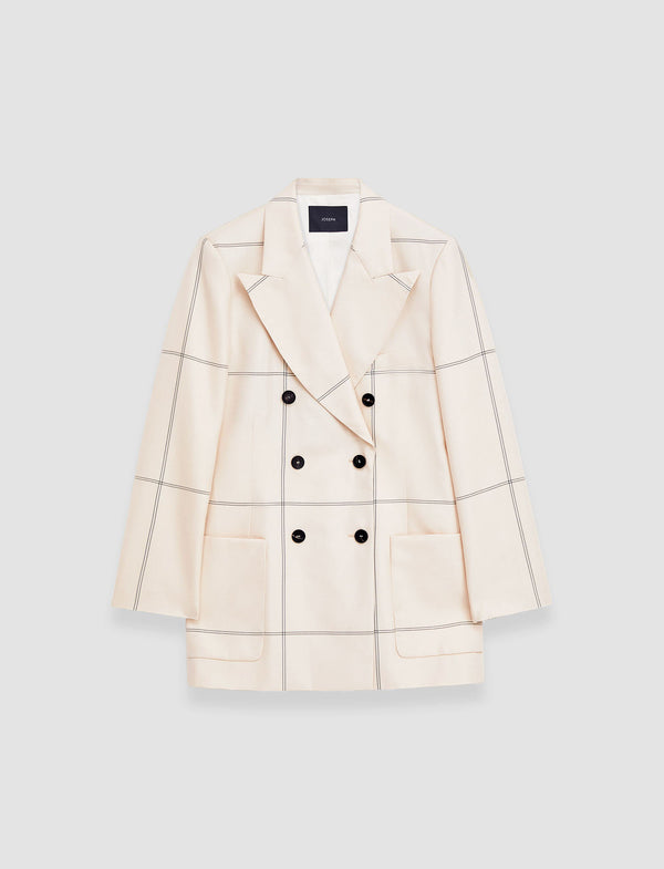 joseph Wool Tartan Leandre Jacket Oat Combo