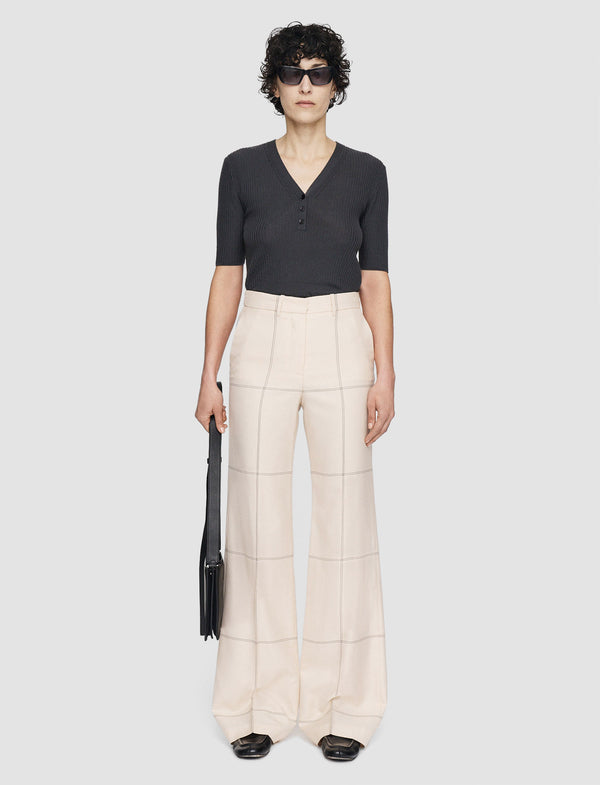 Joseph Wool Tartan Morissey Trousers Oat Combo