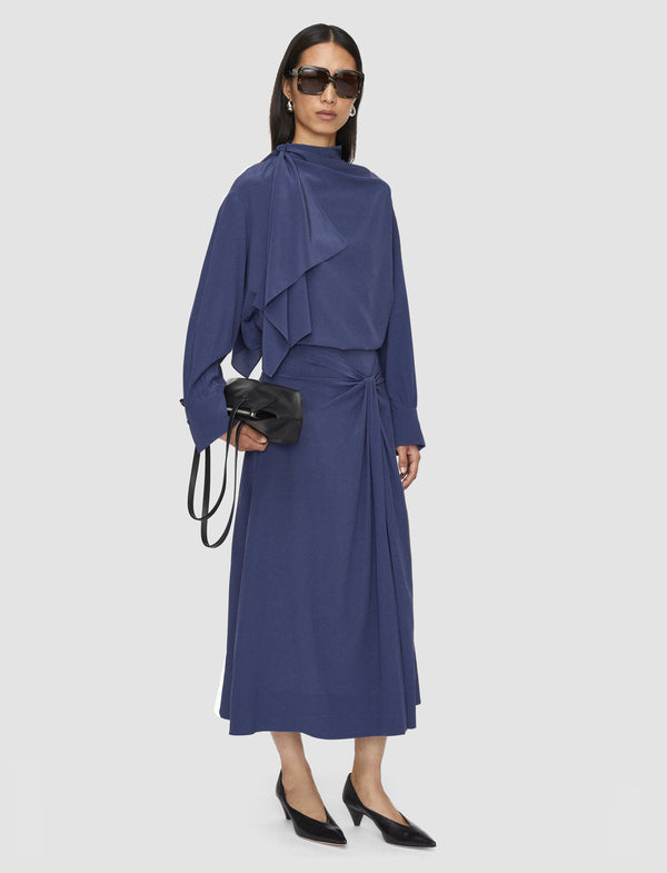 Joseph Juliana Crepe De Chine Knot Silk Blouse Harbour