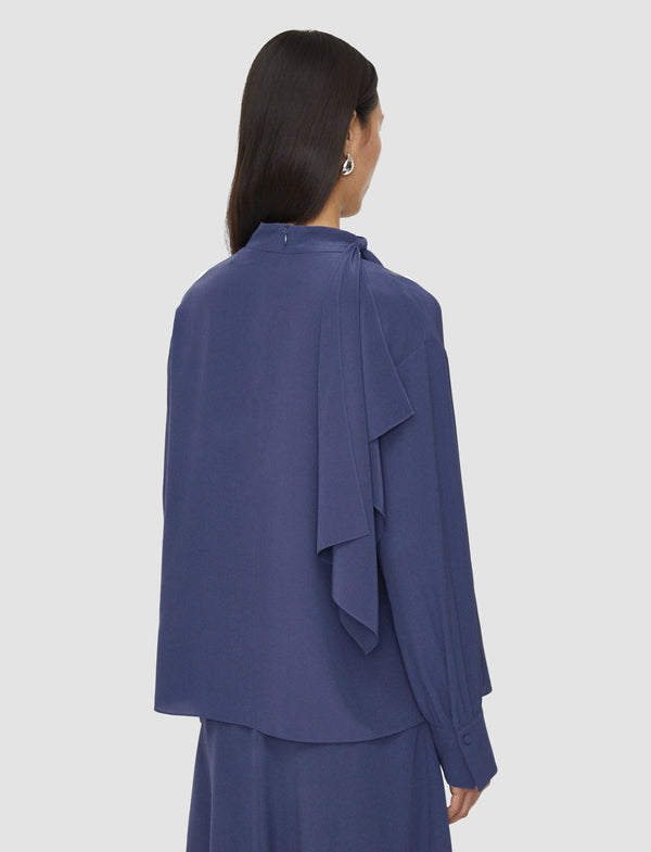 Joseph Juliana Crepe De Chine Knot Silk Blouse Harbour