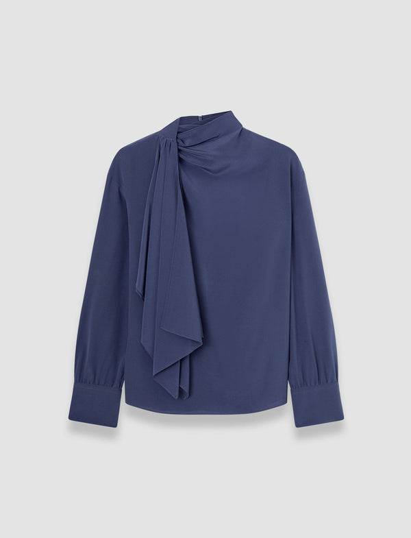 joseph Juliana Crepe de Chine Knot Silk Blouse Harbour