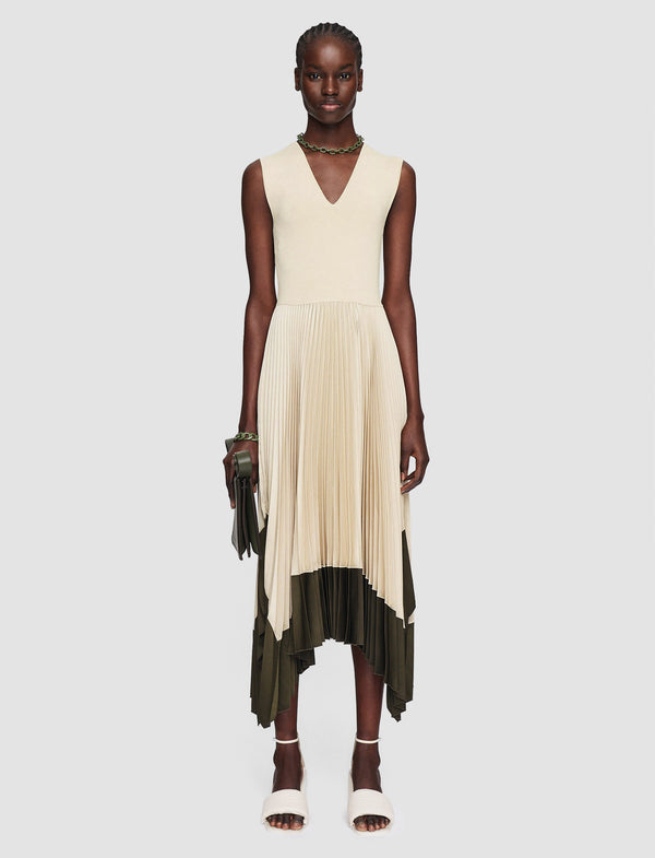 Joseph Knit Weave Plissé Animation Dura Dress Oat Combo