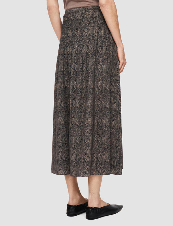 Joseph Lavy Crepe De Chine Print Silk Skirt Black/Escargot