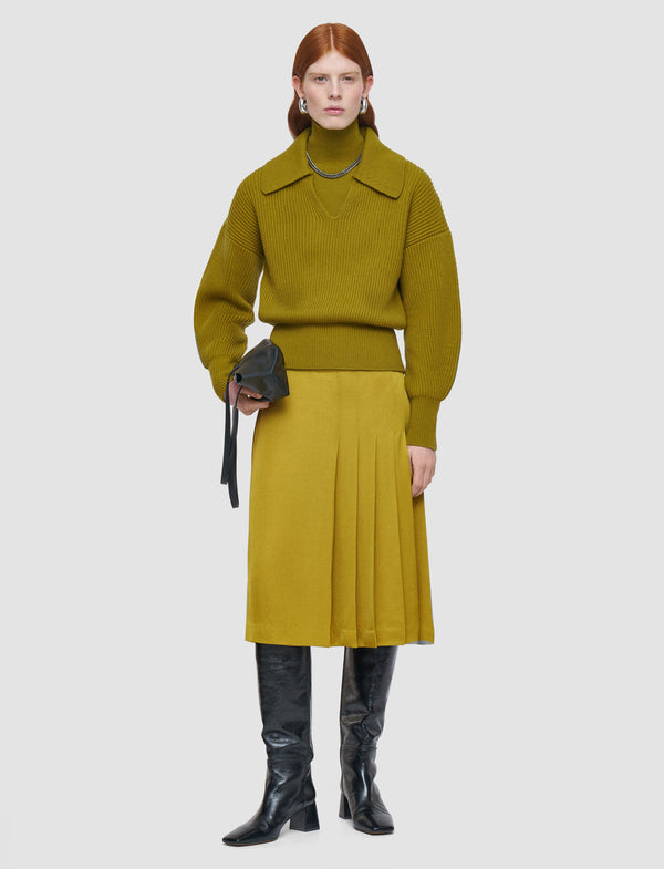 Joseph Light Cardigan Stitch Open Neck Jumper Amber