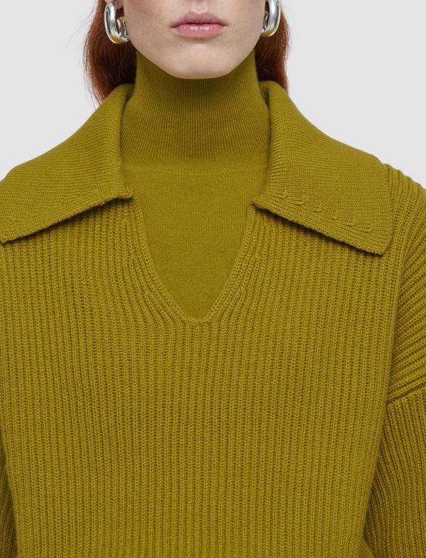 Joseph Light Cardigan Stitch Open Neck Jumper Amber