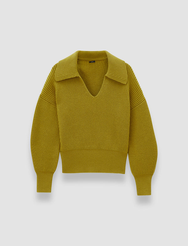 joseph Light Cardigan Stitch Open Neck Jumper Amber