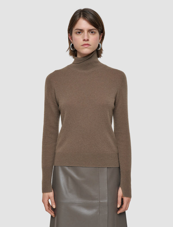 Joseph Light Pure Cashmere High Neck Jumper Mushroom