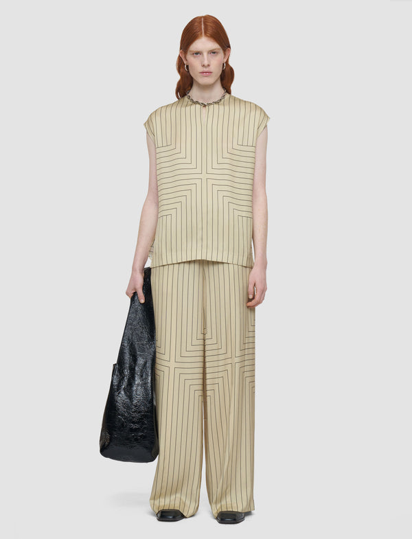 Joseph Louison Geometric Print Silk Top Affogato/Black