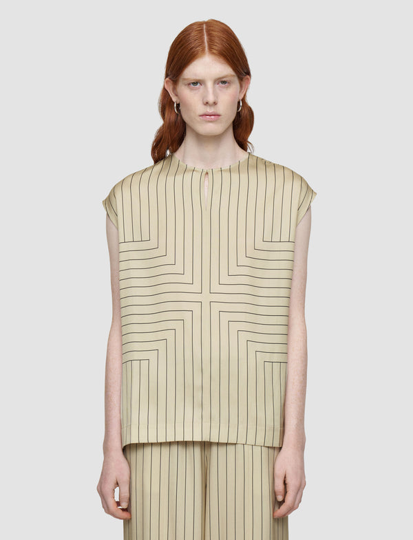 Joseph Louison Geometric Print Silk Top Affogato/Black