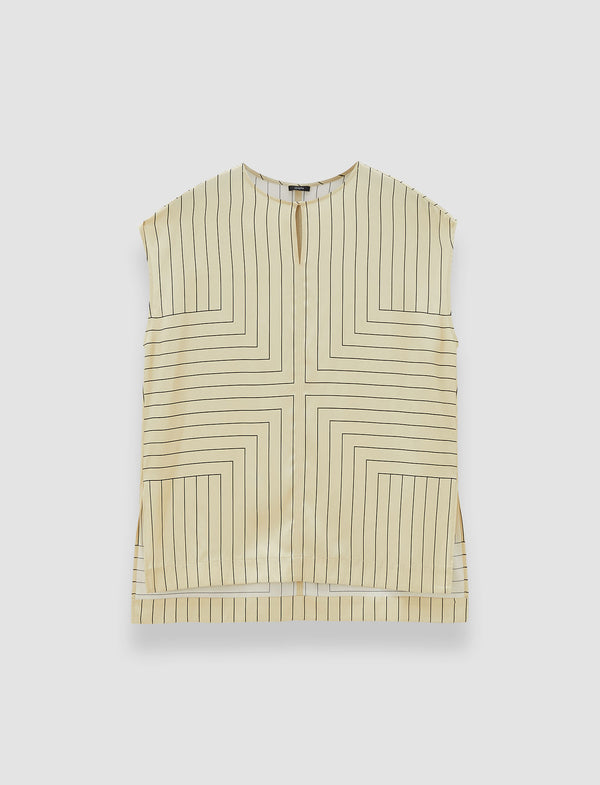 joseph Louison Geometric Print Silk Top Affogato/Black