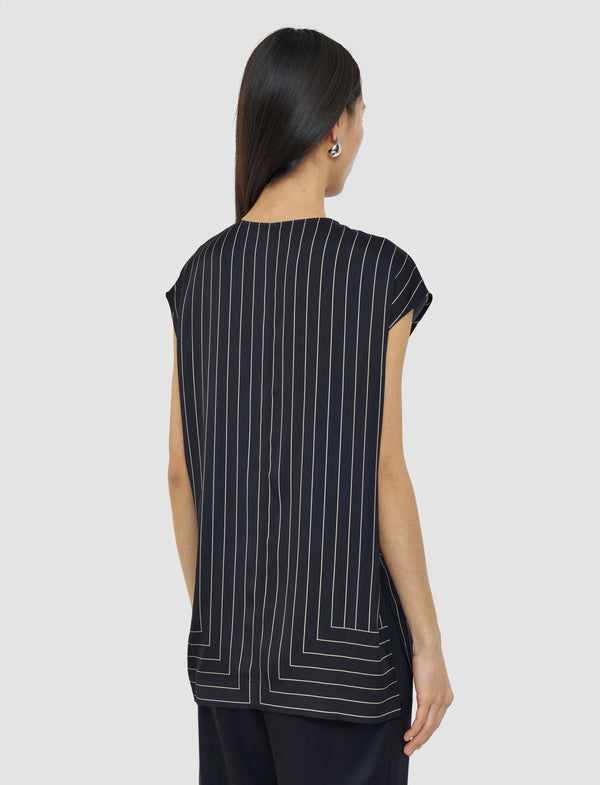 Joseph Louison Geometric Print Silk Top Black/Affogato