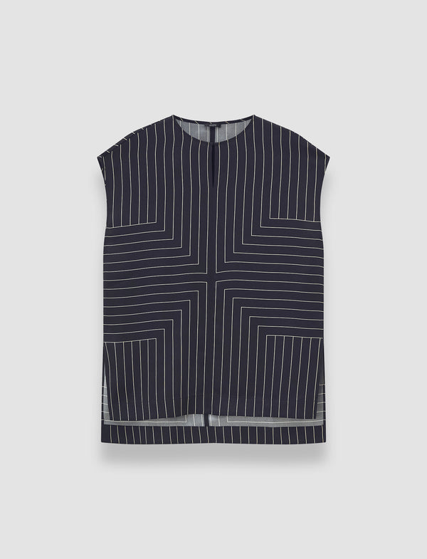 joseph Louison Geometric Print Silk Top Black/Affogato