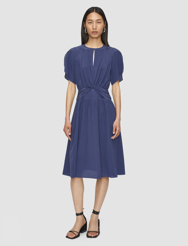 Joseph Lowri Crepe De Chine Knot Silk Dress Harbour